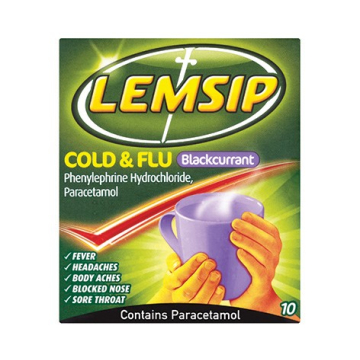 Lemsip Cold & Flu Blackcurrant X 10