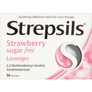 Strepsils Strawberry Sugar-Free Lozenges X 36