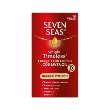 Seven Seas Simply Timeless Omega-3 Fish Oil plus Cod Liver Oil Maximum Strength Capsules X 60