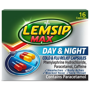 Lemsip Max Day & Night Cold & Flu Relief Capsules X 16