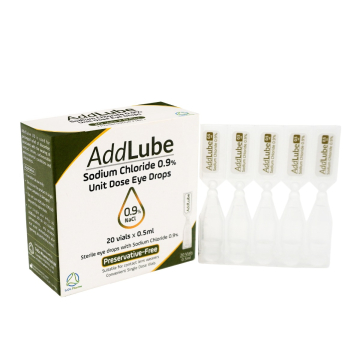 AddLube Sodium Chloride 0.9% eye drops 0.5ml unit dose preservative free  20 unit dose pack