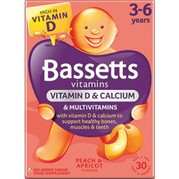 Bassetts Vitamins 3-6 Years Multivitamins & Vitamin D & Calcium Peach & Apricot X 30