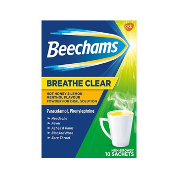 Beechams Breathe Clear Hot Honey & Lemon Menthol Flavour Powder for Oral Solution X 10