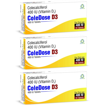 3 Packs ColeDose Vitamin D3 400IU Premium Vitamin Tablets - 3 Months Supply