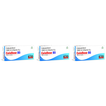3 Packs ColeDose Vitamin D3 1000 IU Premium Vitamin Tablets - 3 Months Supply