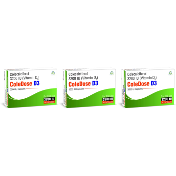 3 Packs ColeDose Vitamin D3 3200IU Premium Vitamin Capsules - 3 Months Supply