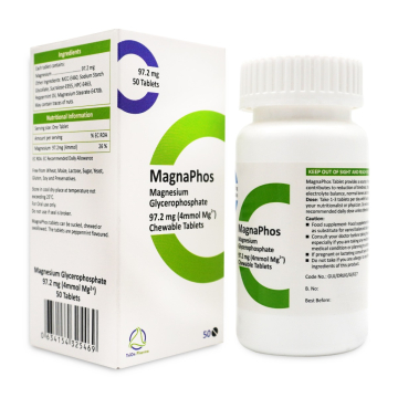 MagnaPhos Magnesium Glycerophosphate 97.2mg (4mmol) 50 Chewable Tablets 