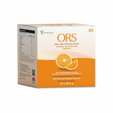 Nutranexus ORS Oral Rehydration Salts - Replenish Lost Fluids and Electrolytes with Refreshing Orange Flavor 10 Sachets