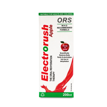 Electrorush ORS oral rehydration salts drink apple flavour 200 ml