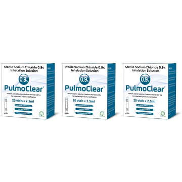 3 Packs PULMOCLEAR Sterile Isotonic 0.9% Sodium Chloride - NaCl Inhalation Saline Solution for Airway Humification