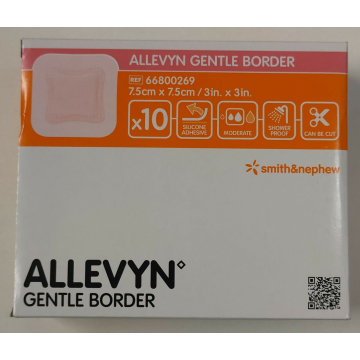 Allevyn Gentle Border Adhesive Dressings 7.5cm x 7.5cm (x10) 66800269