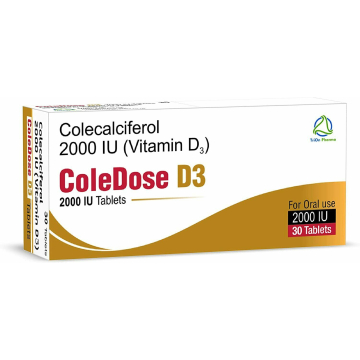 ColeDose Vitamin D3 2000IU Premium Vitamin Tablets - 30 Tablets