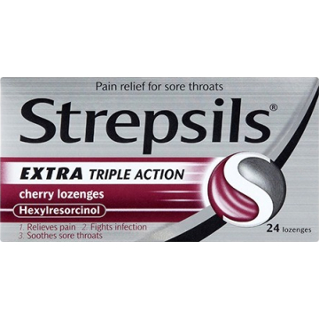 Strepsils Extra Triple Action Cherry Lozenges X 24